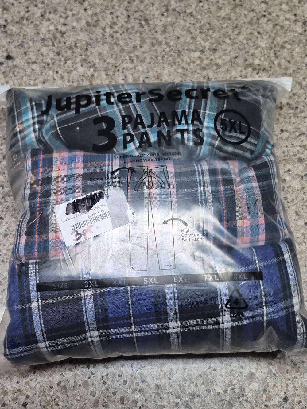 Jupiter Secret 3 Pack Mens Pajama Pants 100% Cotton Plaid Big & Tall 5XL NIP